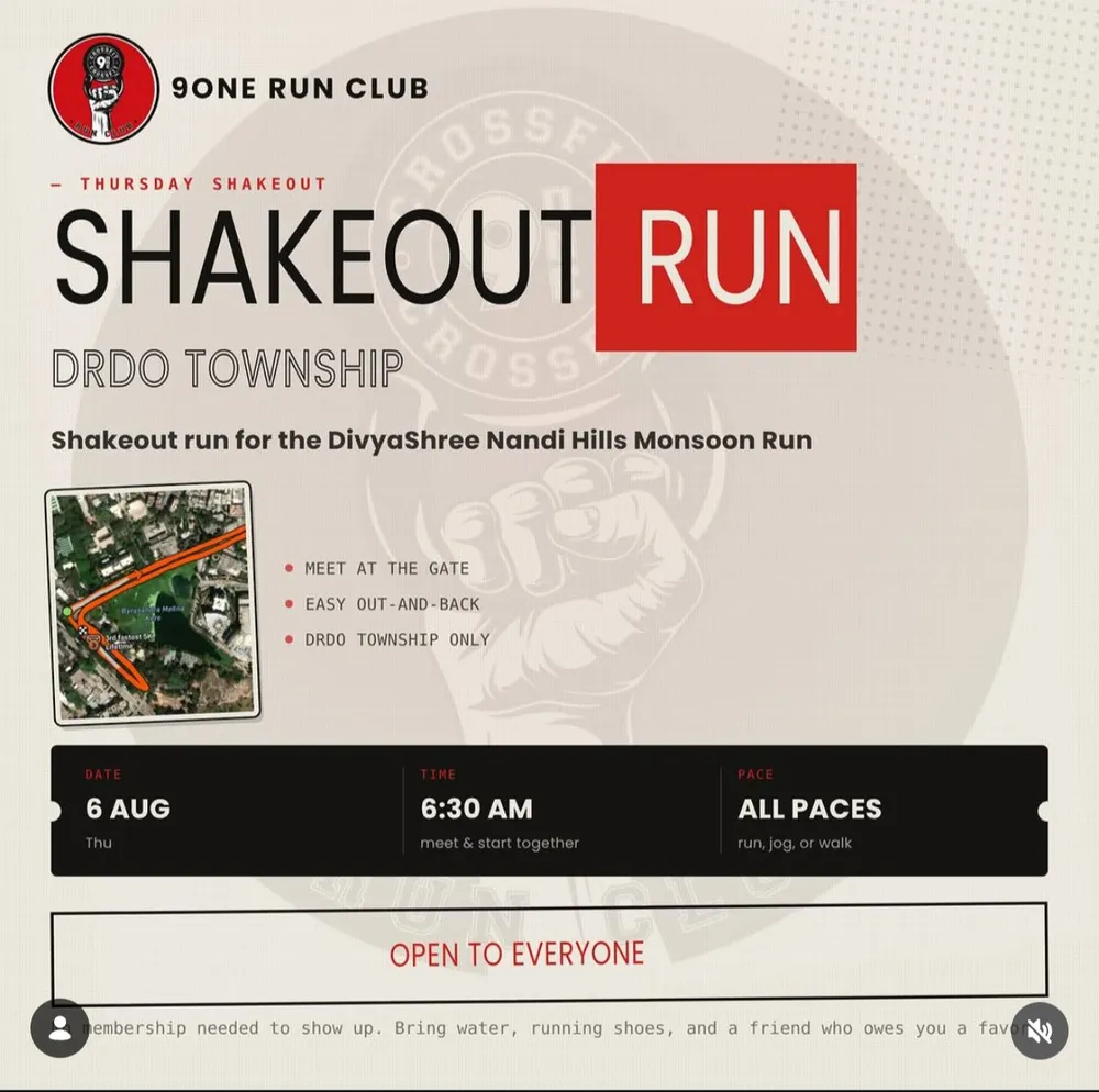9one Run Club: DRDO Township Shakeout Run